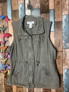 Sebby Olive Utility Sleeveless Vest